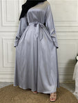 Abaya Satin Gris